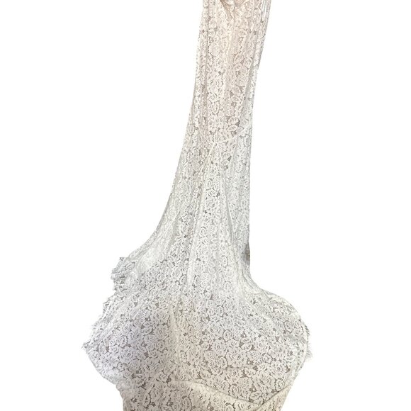 Lulus Small White Lace Sleeveless Bridal Gown With Open Back & Train NEW - Picture 12 of 12